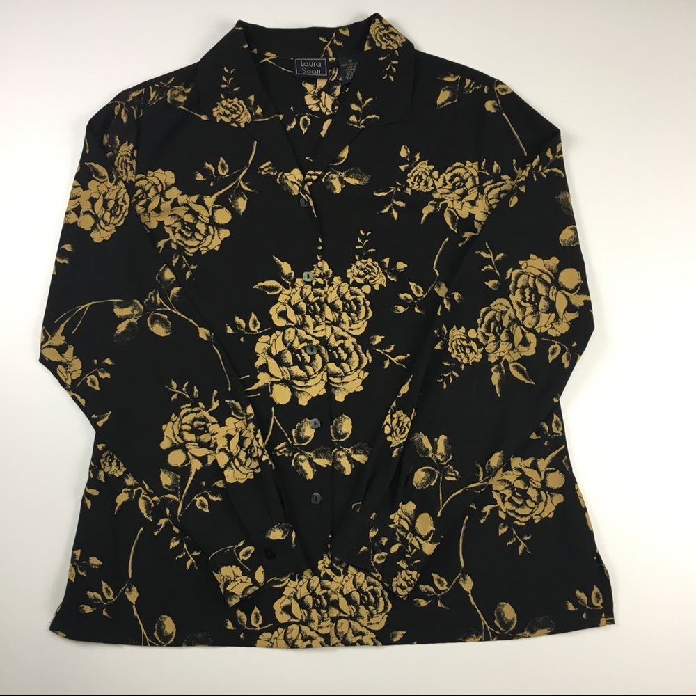 Laura Scott Floral button down blouse size 12